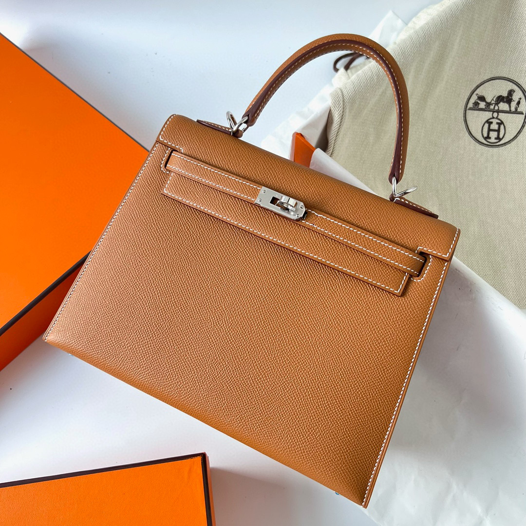 愛馬仕凱莉包25斜挎包 Hermès Kelly 25 Epsom Gold 金棕色 Silver Hardware