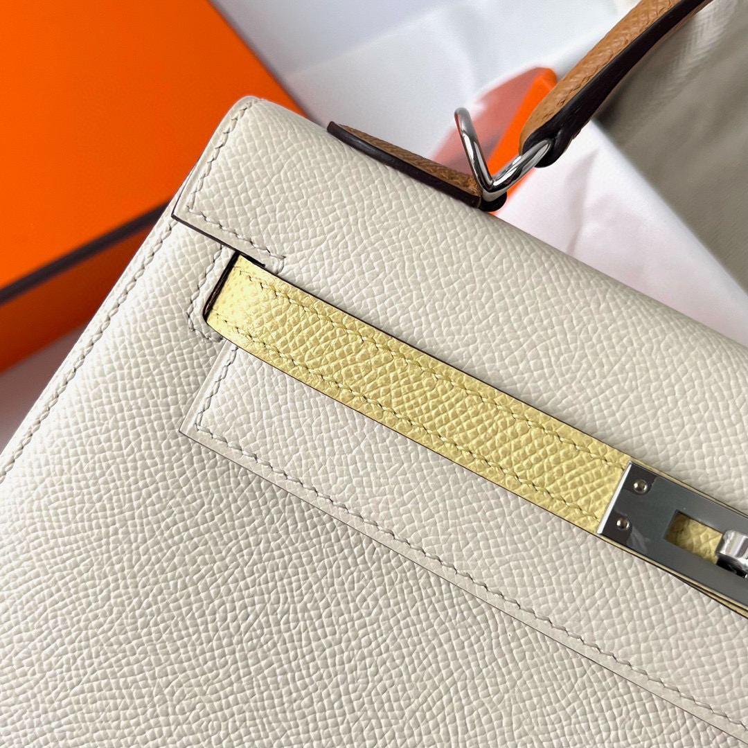 Hermès Kelly 25 HSS Epsom i2 Nata/1Z jaune poussin/2S Seasme PHW