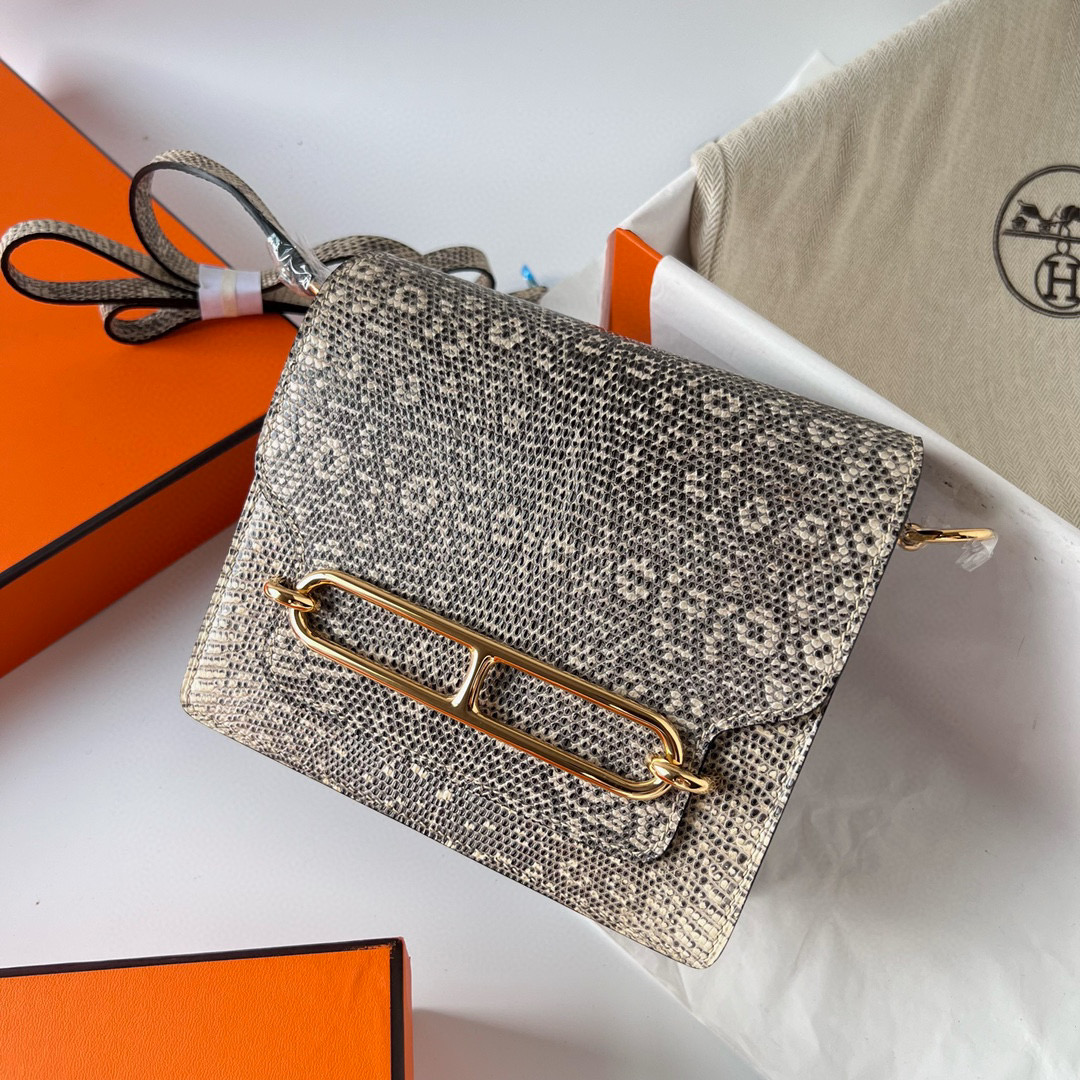 Hermès Roulis Mini Lizard 進口蜥蜴皮 1B Ombre 自然色 GHW