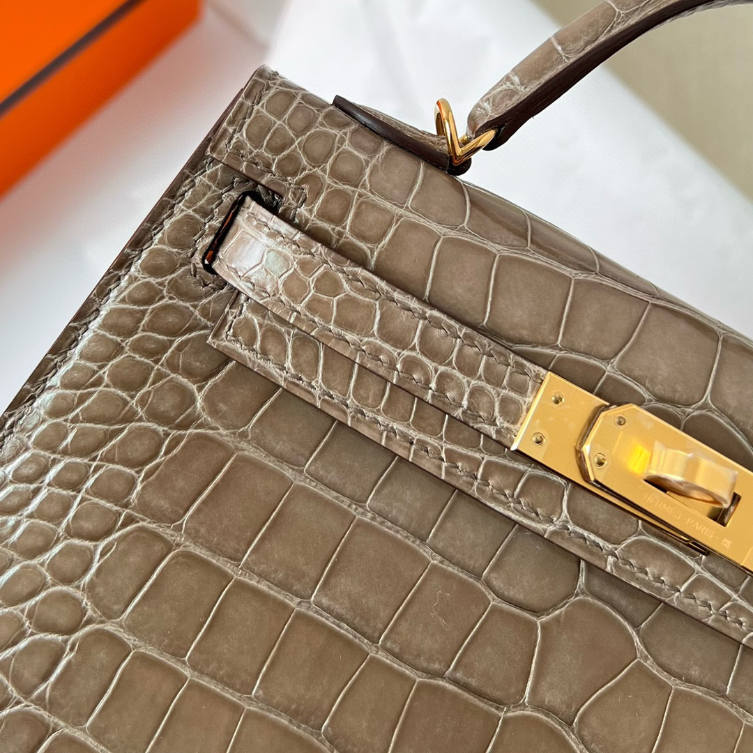 愛馬仕迷你凱莉二代大象灰 Hermès Kelly 20 Mini II Sellier alligator crocodile Etoupe