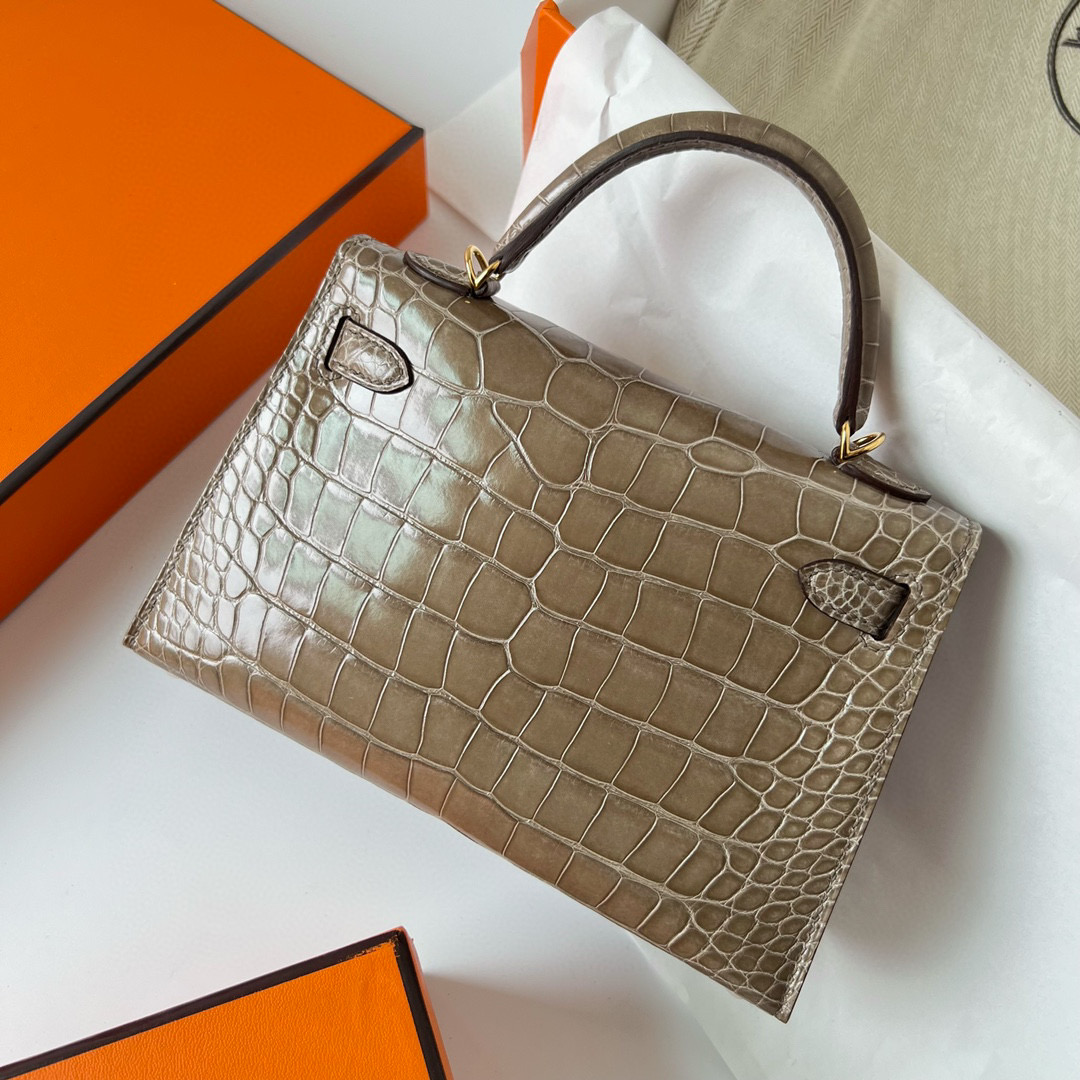 愛馬仕迷你凱莉二代大象灰 Hermès Kelly 20 Mini II Sellier alligator crocodile Etoupe