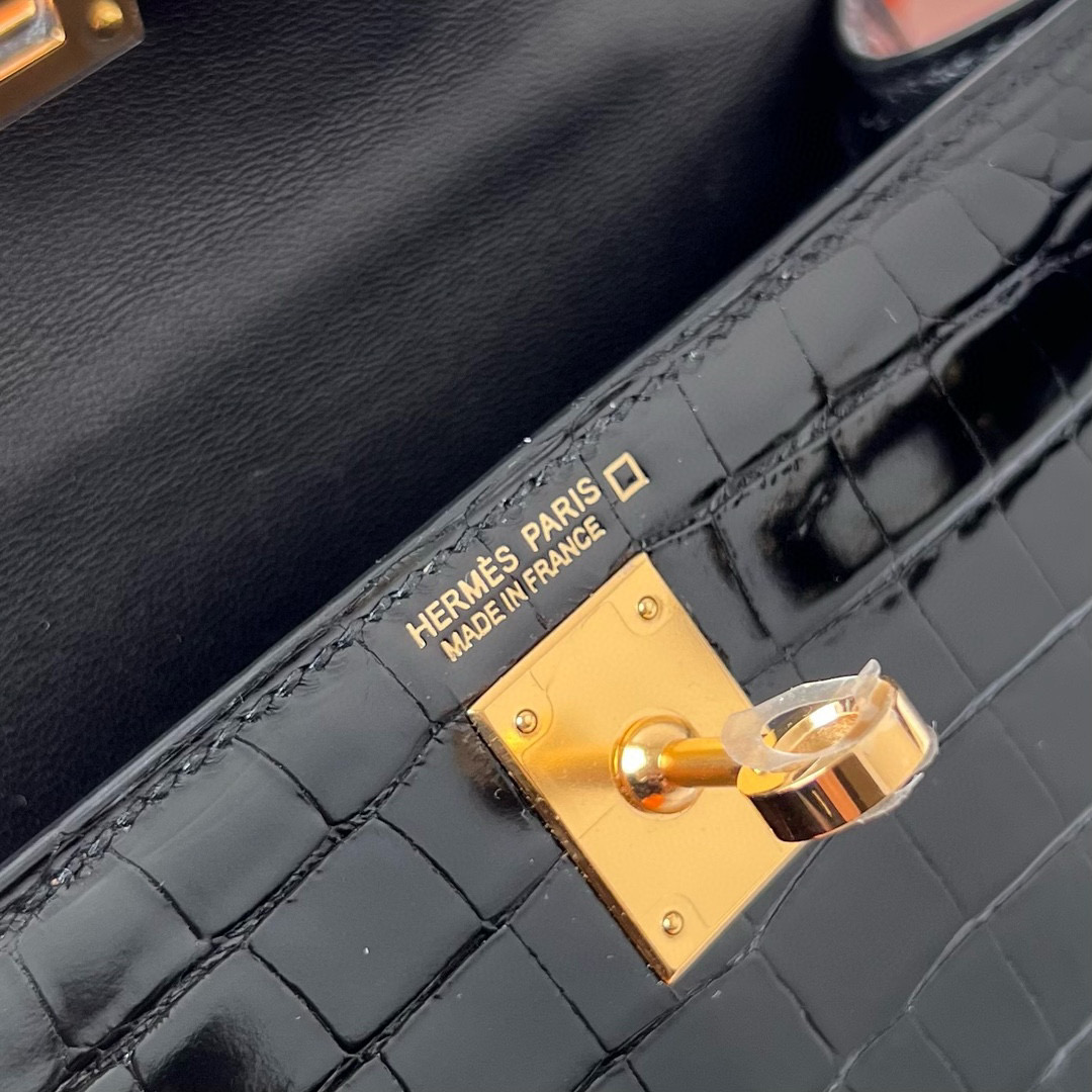 Hermès Kelly 20 Mini II Sellier Shiny Alligator Crocodile Noir 黑色 Golden Hardware