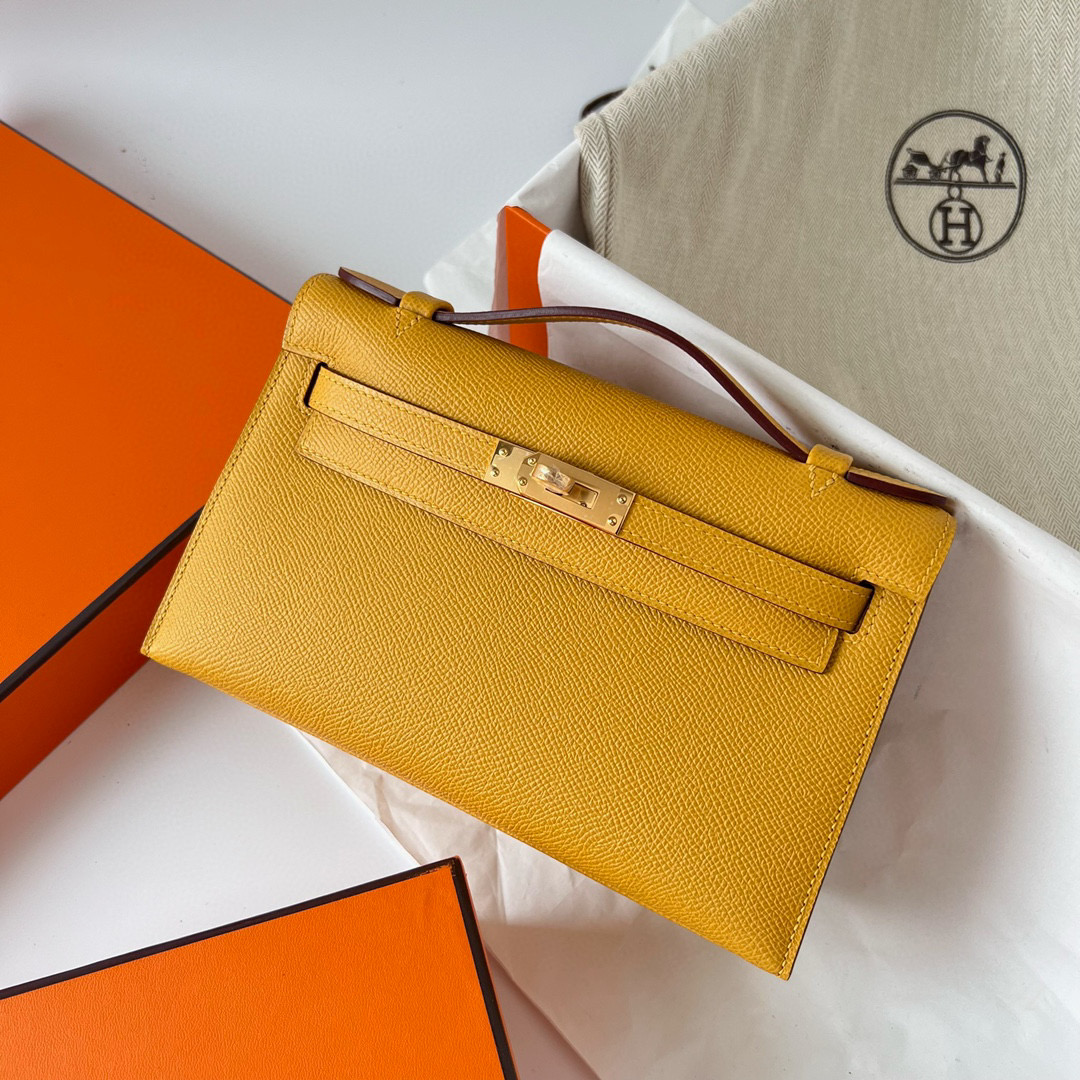 愛馬仕迷你凱莉包價格大概多少錢 Hermès Kelly Pochette Epsom 9D Jaune Ambe GHW