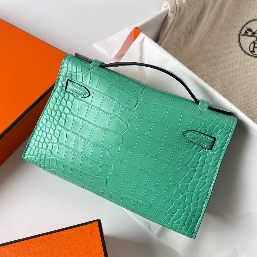 愛馬仕迷你凱莉 Hermès Kelly Pochette Matte Alligator Crocodile 6W Menthe 薄荷綠