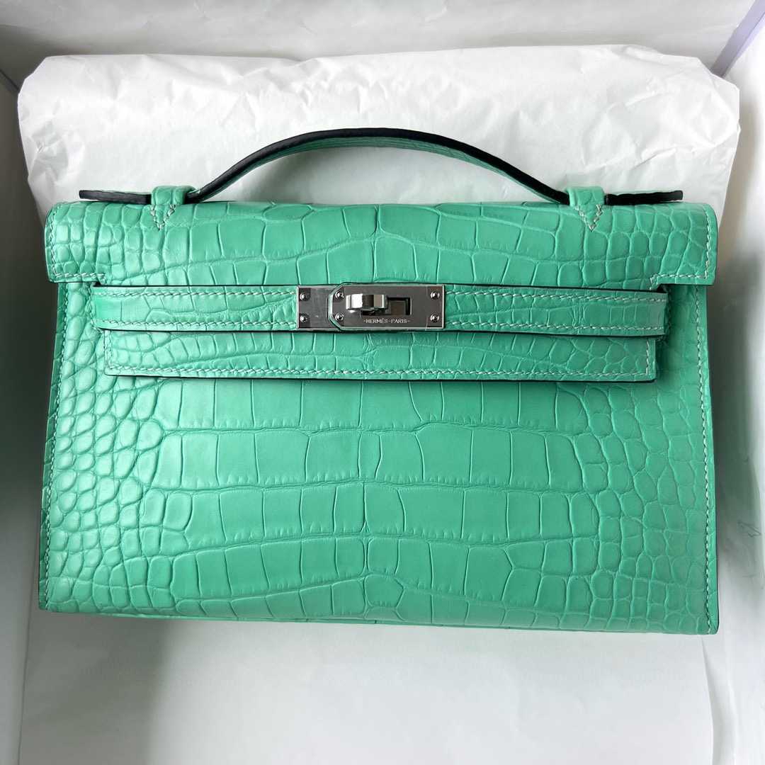 愛馬仕迷你凱莉 Hermès Kelly Pochette Matte Alligator Crocodile 6W Menthe 薄荷綠