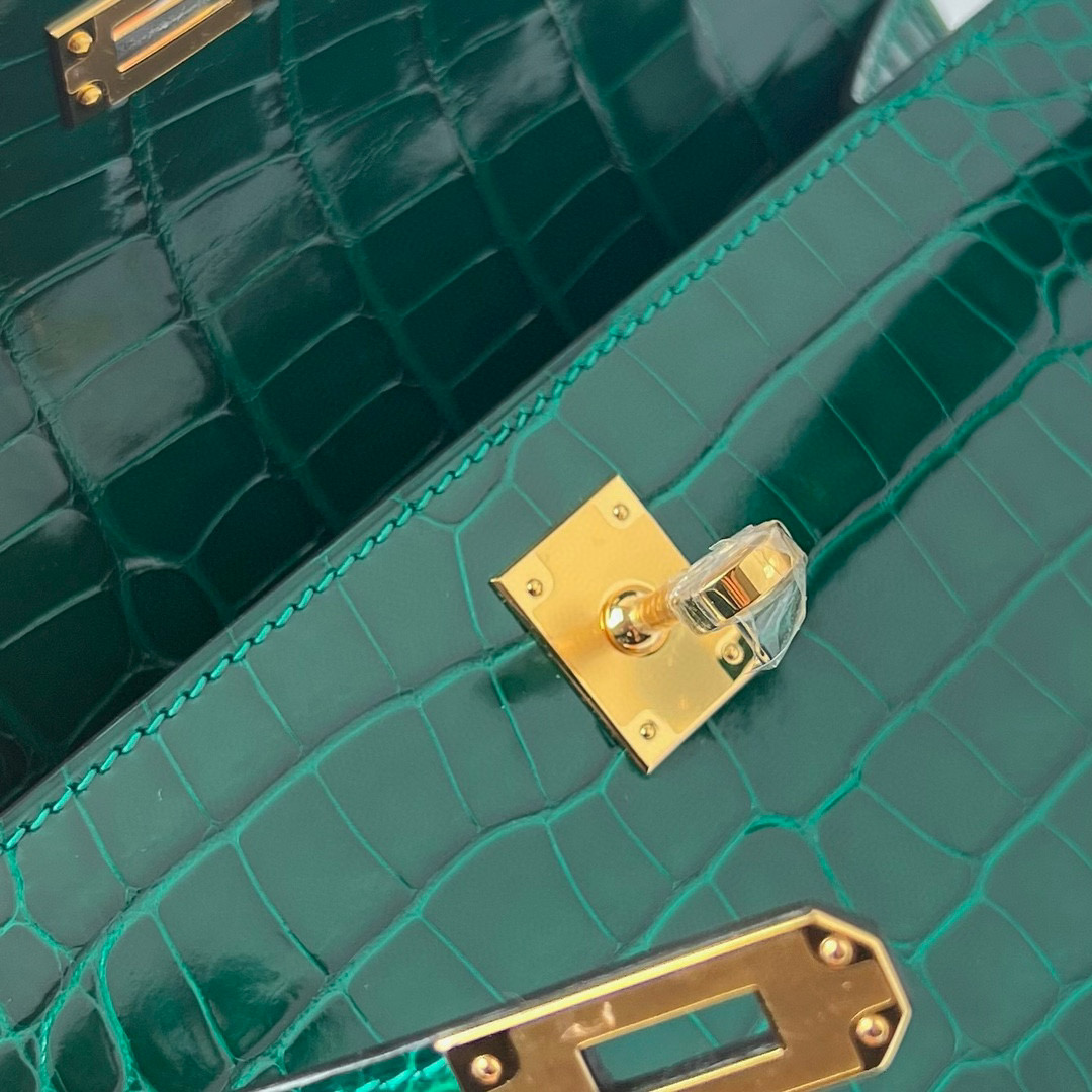 Hermes Kelly Pochette Shiny Alligator Crocodile 6Q Very Emerald 翡翠绿 GHW