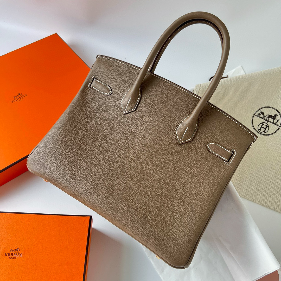 愛馬仕官方旗艦店官網女包 Hermes Birkin 30 Togo CC18 Etoupe 大象灰 GHW