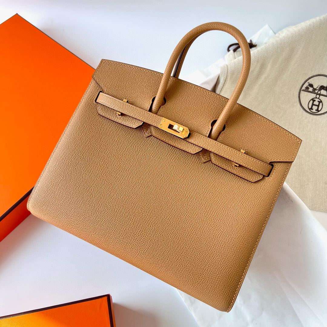 愛馬仕官網女士包 Hermès Birkin Bag 25 Sellier Epsom 0M Chai 玛萨拉茶色 GHW