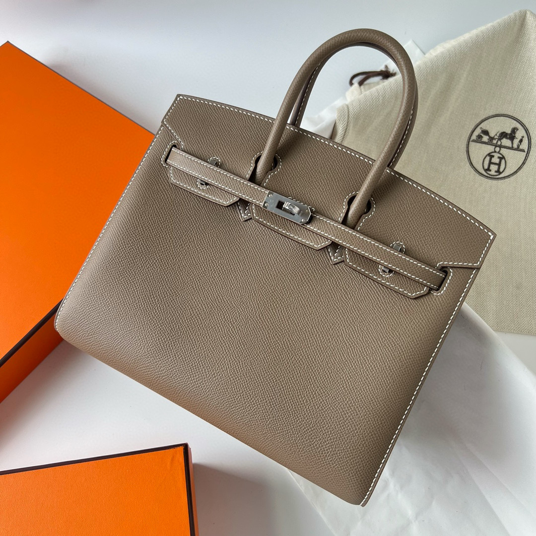 愛馬仕官網 官方旗艦店包包 Hermès Birkin Bag 25 Sellier Epsom Etoupe PHW