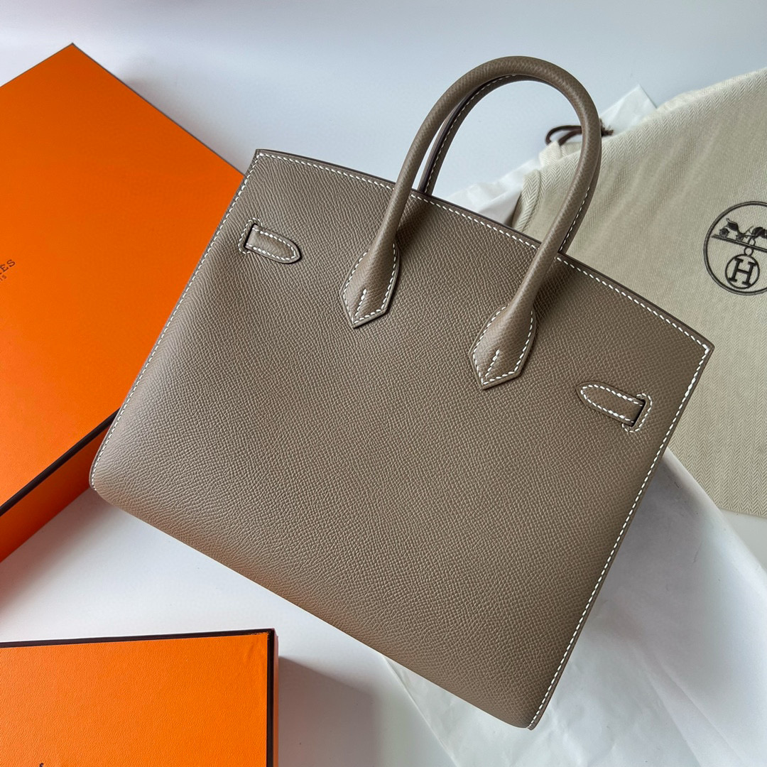 愛馬仕官網 官方旗艦店包包 Hermès Birkin Bag 25 Sellier Epsom Etoupe PHW