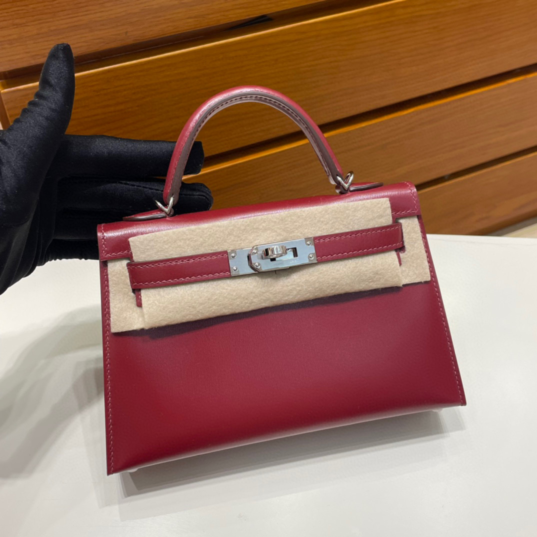 愛馬仕迷你凱莉價格 Hermès Kelly 20 Mini II Sellier Box calf 55 Rouge H 爱马仕红