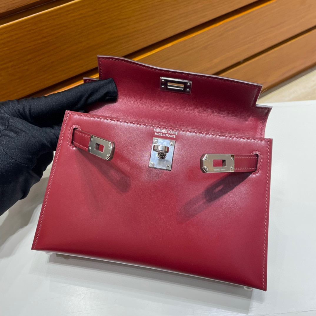 愛馬仕迷你凱莉價格 Hermès Kelly 20 Mini II Sellier Box calf 55 Rouge H 爱马仕红