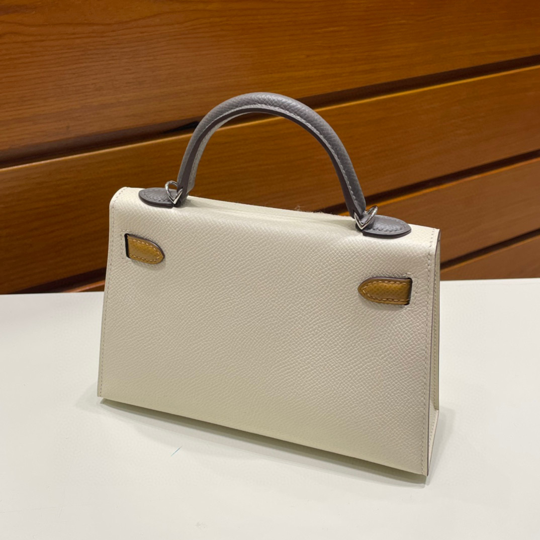 Hermès Kelly 20 Mini II Sellier Epsom i2 Nata/0L Gris Meyer/2S sesame