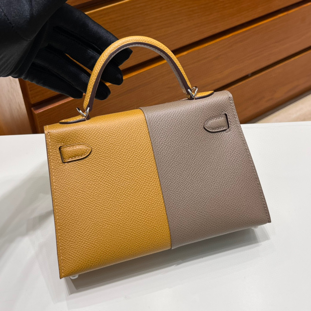 臺灣愛馬仕迷你凱莉二代公價 Hermès Kelly Mini II Sellier HSS 三拼色Etoupe/Sesame内拼深海蓝