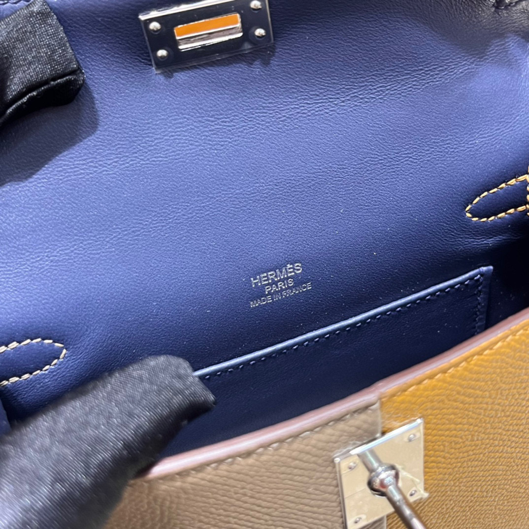 臺灣愛馬仕迷你凱莉二代公價 Hermès Kelly Mini II Sellier HSS 三拼色Etoupe/Sesame内拼深海蓝