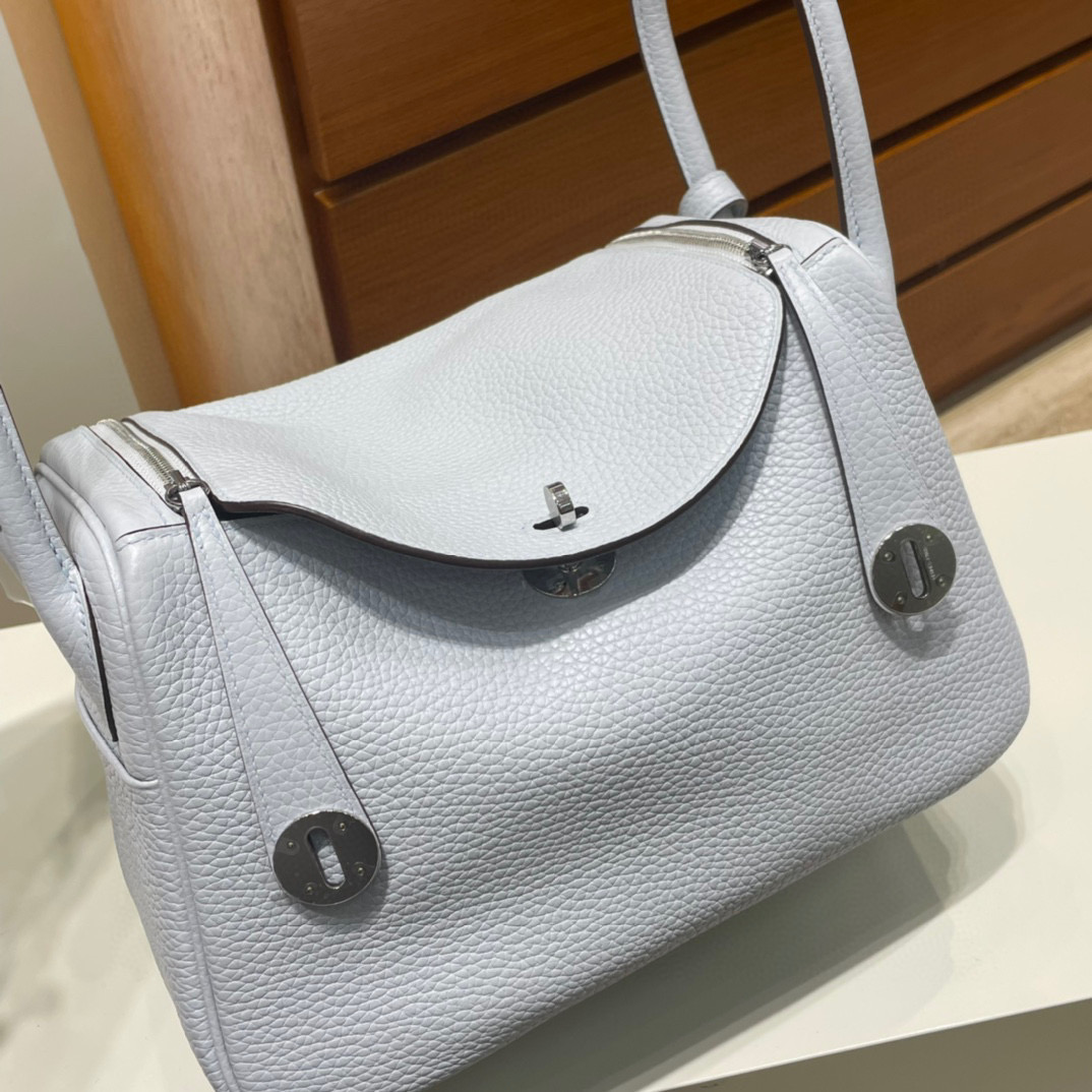 香港愛馬仕 Hermès Lindy 26 Clemence T0 Blue Brume 雾蓝色 Silver Hardware