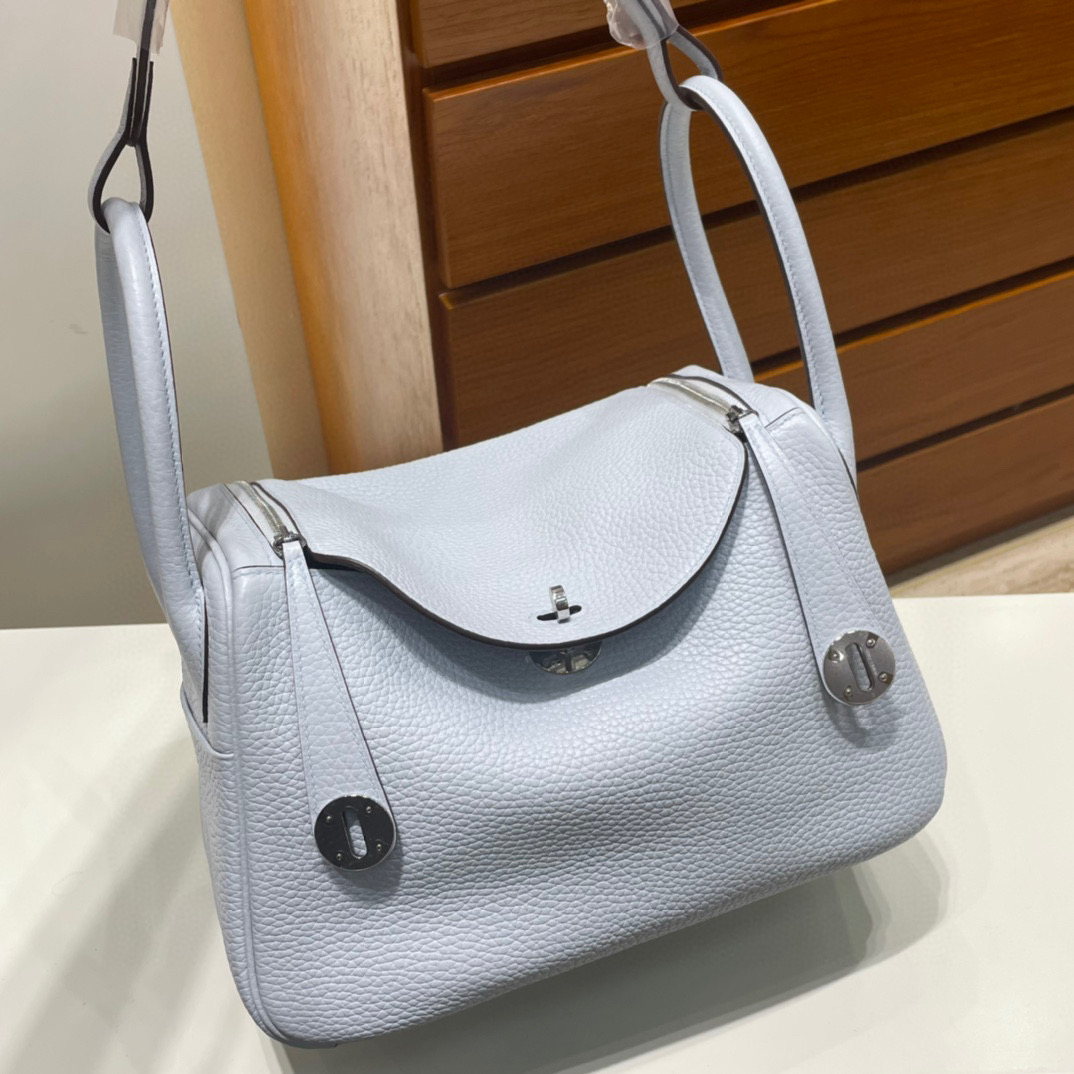 香港愛馬仕 Hermès Lindy 26 Clemence T0 Blue Brume 雾蓝色 Silver Hardware