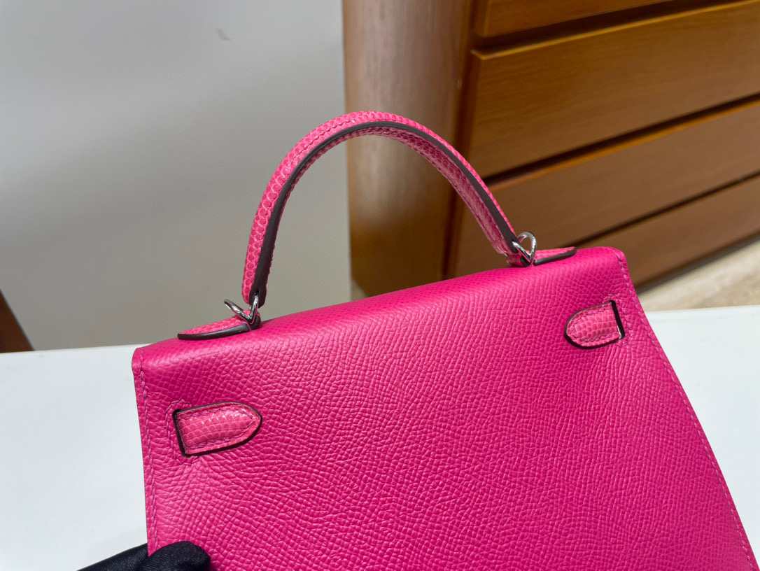 Hermès Kelly 20 Mini II Sellier Touch Epsom/Lizard 0D Rose Mexico