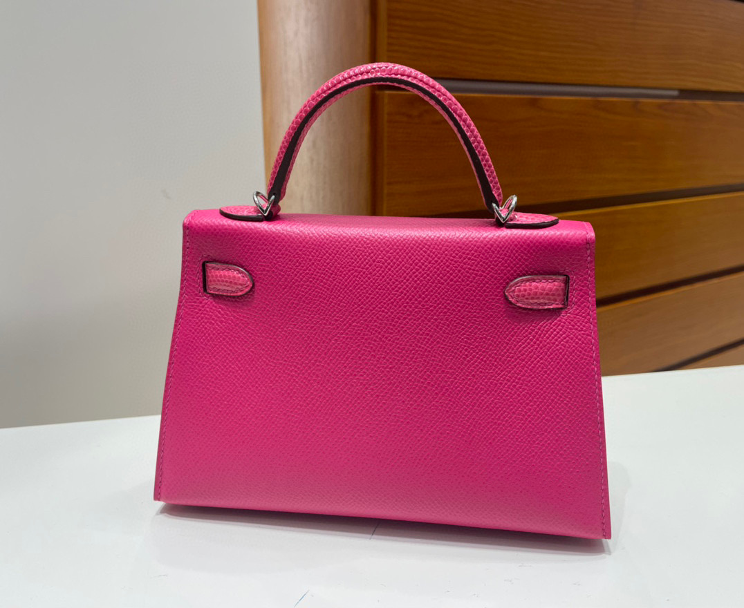 Hermès Kelly 20 Mini II Sellier Touch Epsom/Lizard 0D Rose Mexico