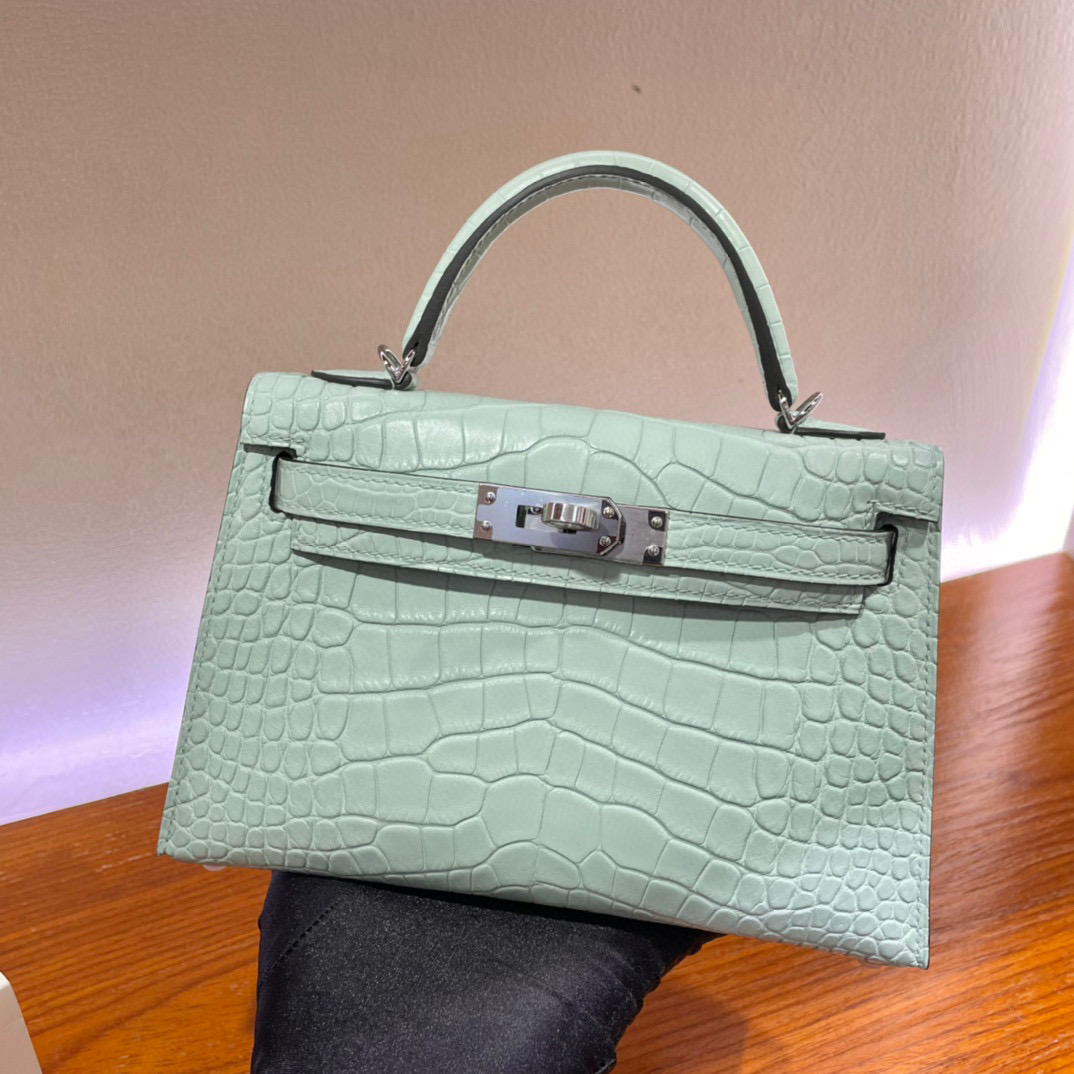 愛馬仕迷妳凱莉 Hermès Kelly 20 Mini II Sellier 6U Vert Dfau Matte Alligator Crocodile