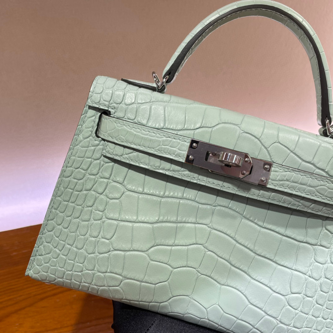 愛馬仕迷妳凱莉 Hermès Kelly 20 Mini II Sellier 6U Vert Dfau Matte Alligator Crocodile