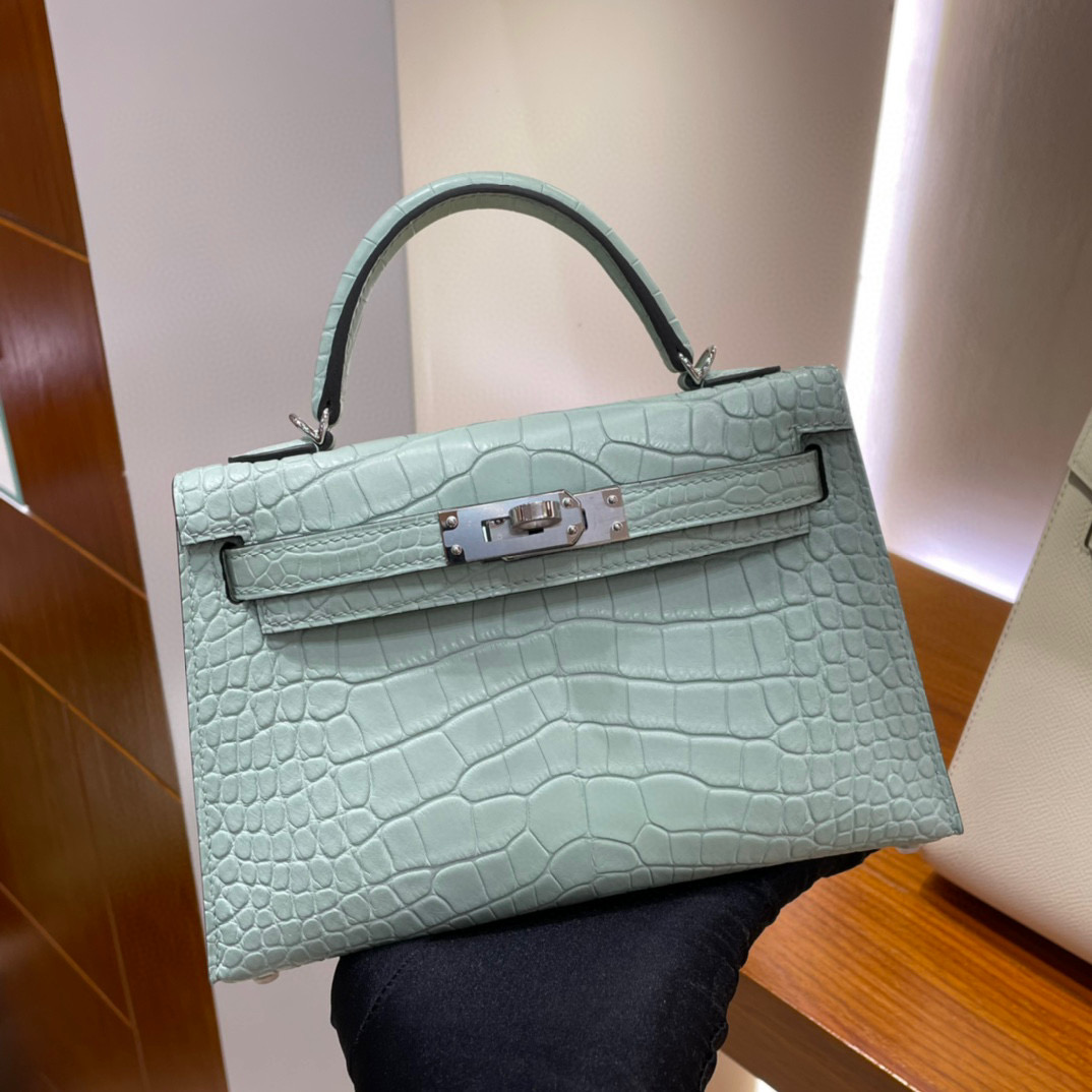 愛馬仕迷妳凱莉 Hermès Kelly 20 Mini II Sellier 6U Vert Dfau Matte Alligator Crocodile