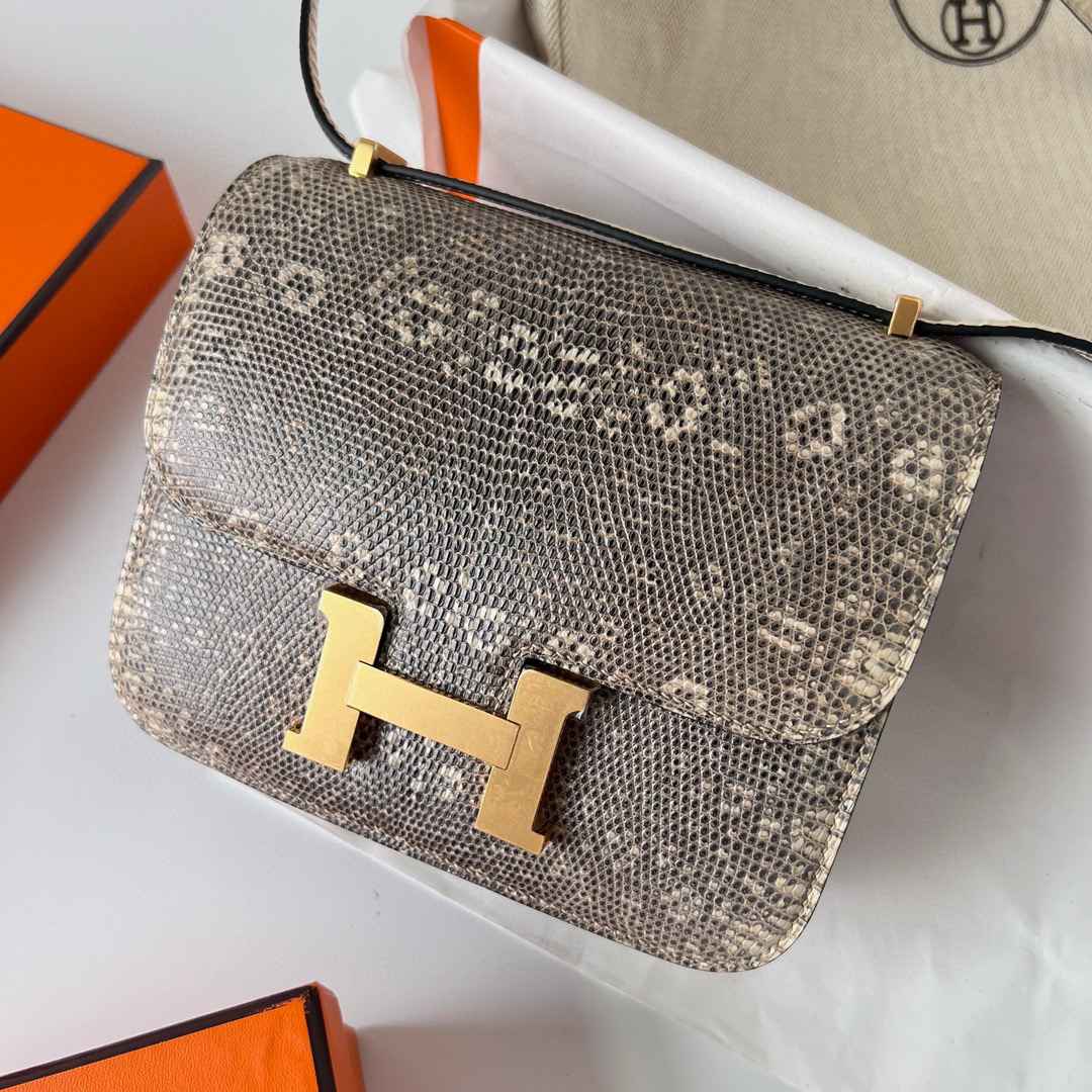 Hermès Constance 18 Lizard 蜥蜴皮 01自然色 Golden Hardware