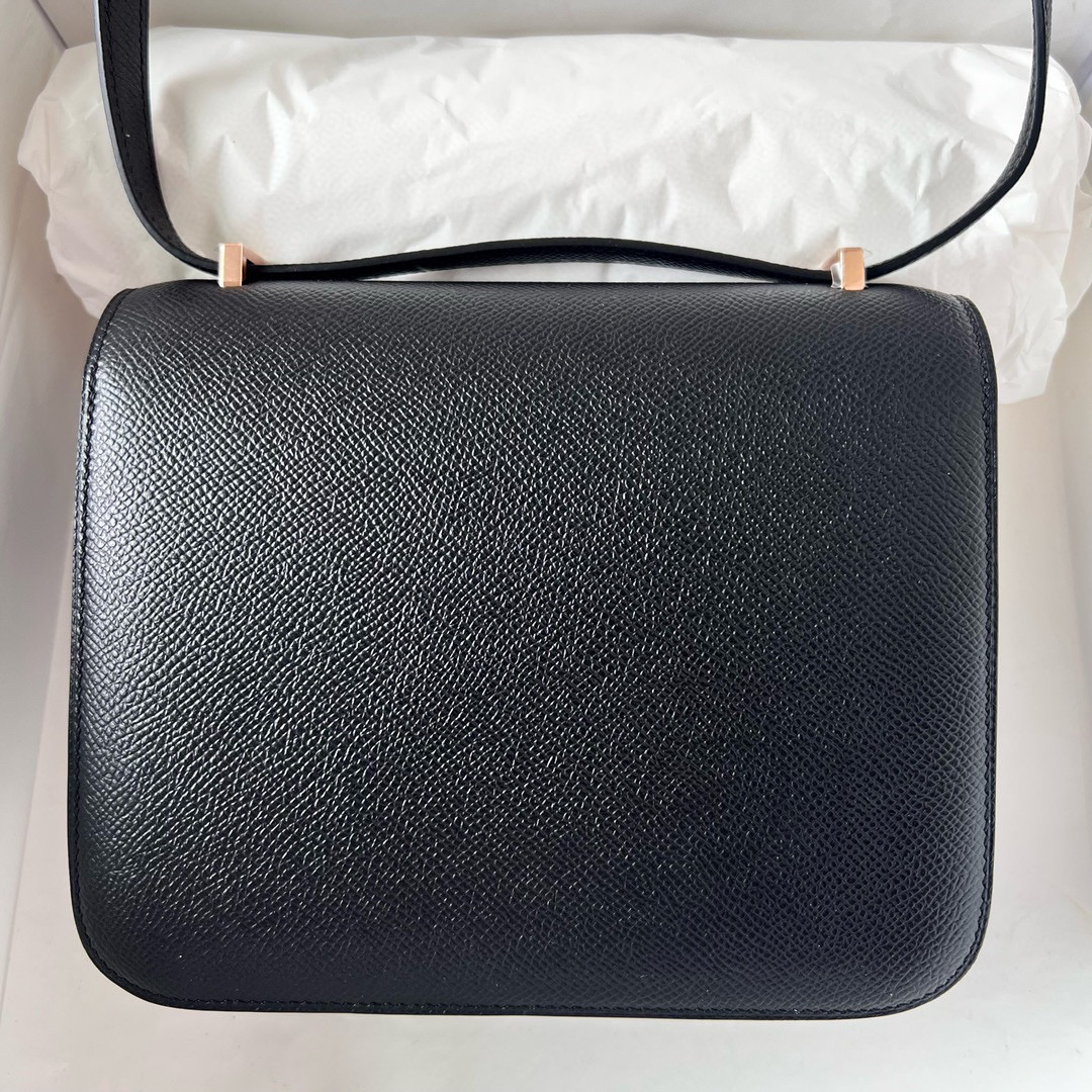 臺灣 愛馬仕空姐包 Hermès Mini Constance Epsom Noir Rose Gold Hardware