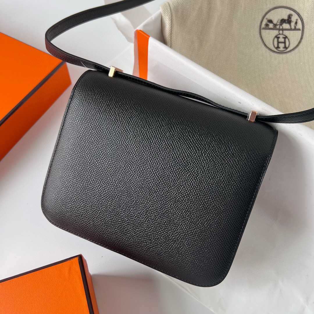 臺灣 愛馬仕空姐包 Hermès Mini Constance Epsom Noir Rose Gold Hardware