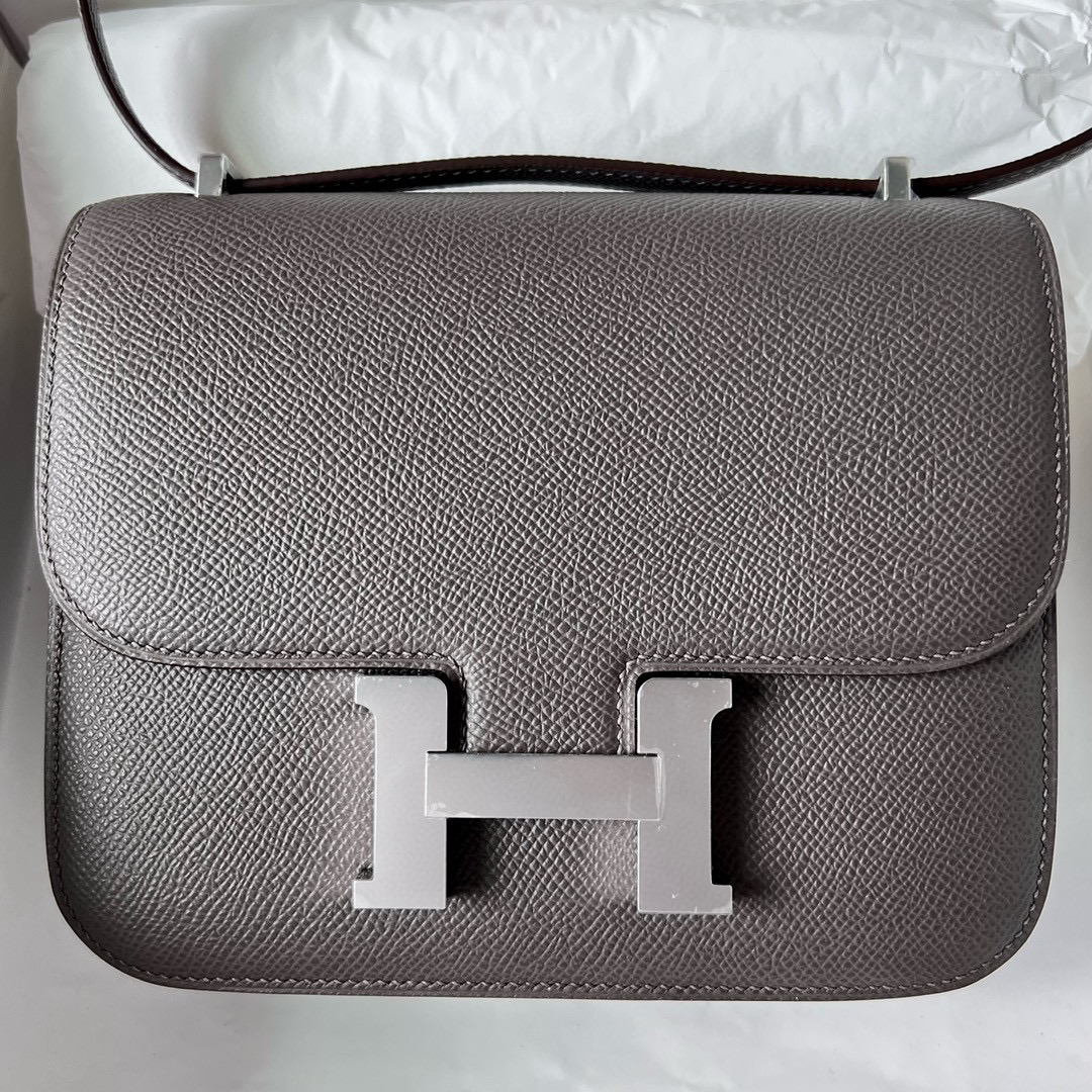 臺灣愛馬仕康康包價格 Hermès Mini Constance Epsom 8F Etain 锡器灰