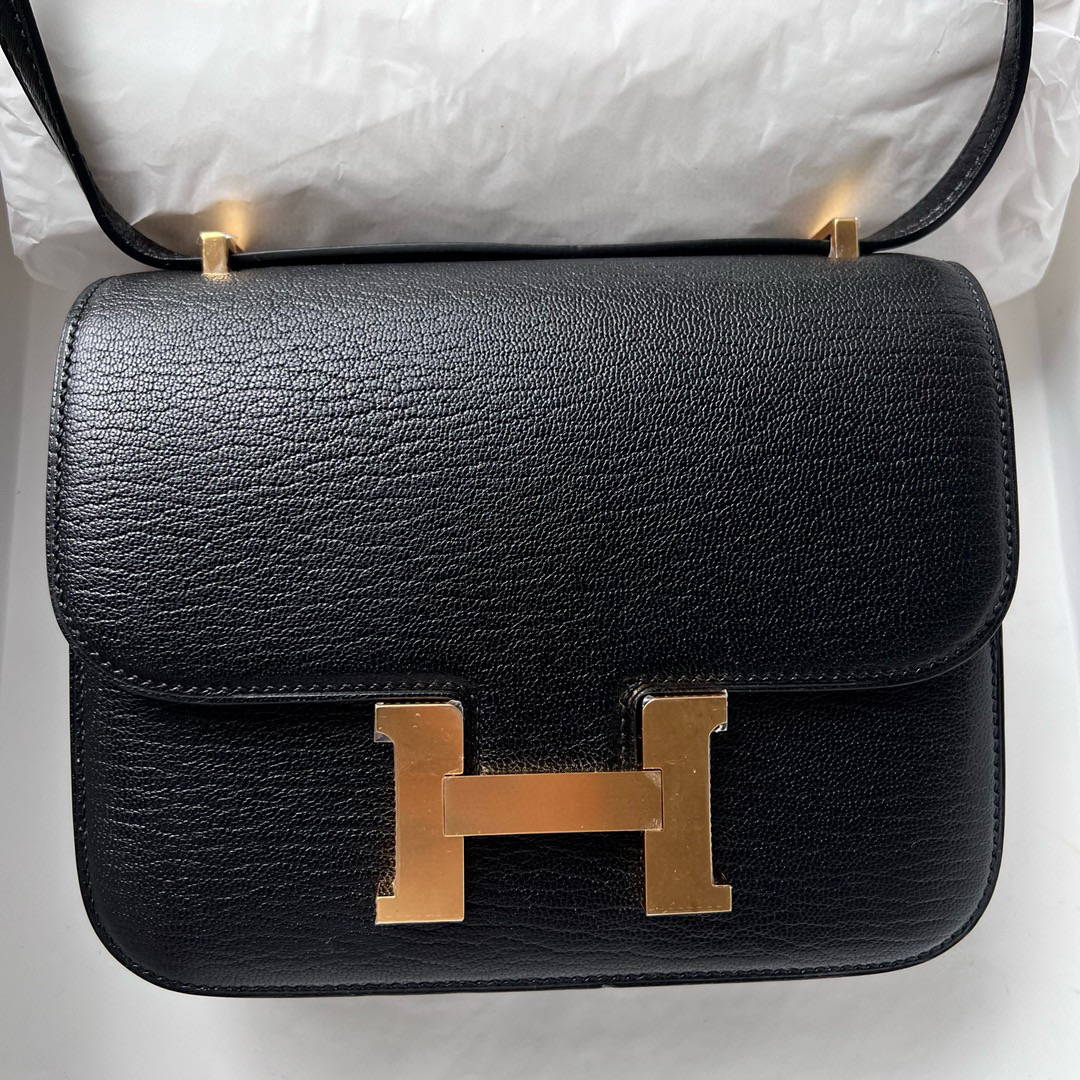 臺灣愛馬仕空姐包尺寸多少 Hermès Mini Constance Chevre Mysore Noir 黑色