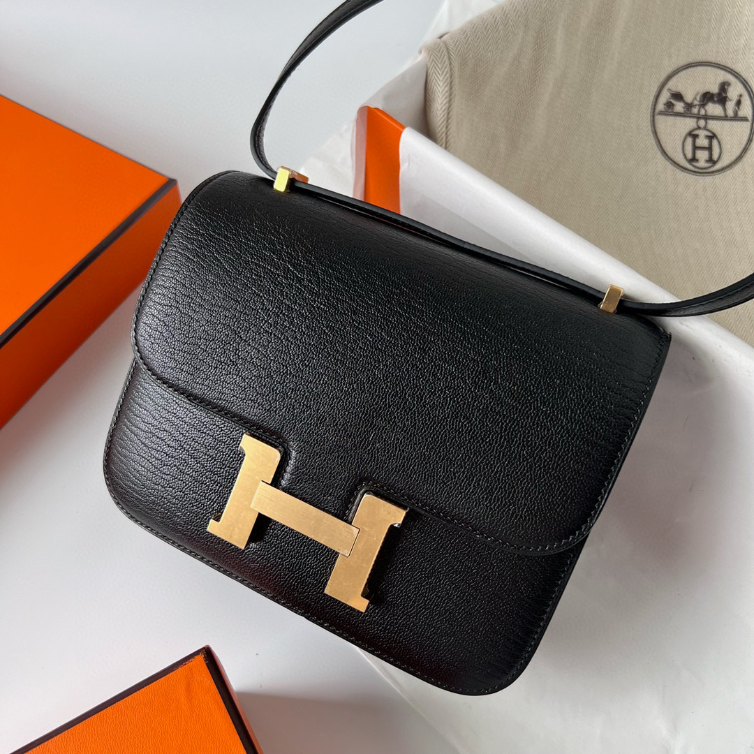 臺灣愛馬仕空姐包尺寸多少 Hermès Mini Constance Chevre Mysore Noir 黑色