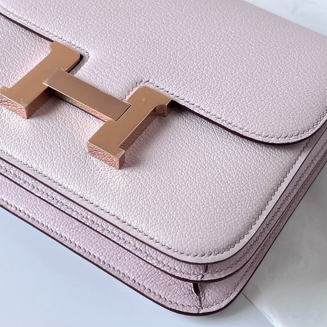 愛馬仕康康包包價格錶 Hermès Mini Constance 1-18 Chevre Mysore Mauve Pale