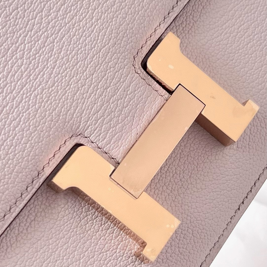 愛馬仕康康包包價格錶 Hermès Mini Constance 1-18 Chevre Mysore Mauve Pale