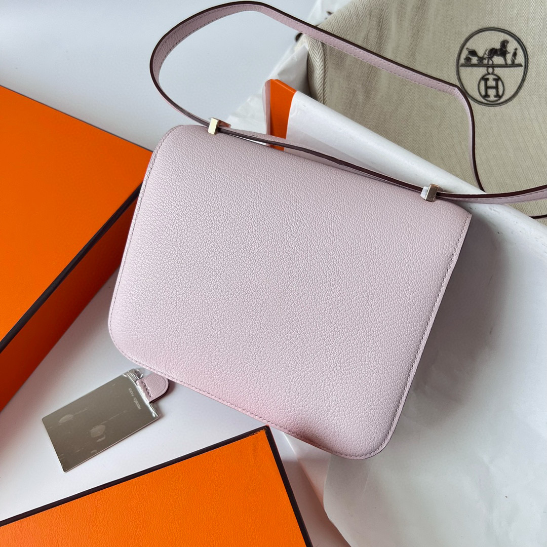 愛馬仕康康包包價格錶 Hermès Mini Constance 1-18 Chevre Mysore Mauve Pale