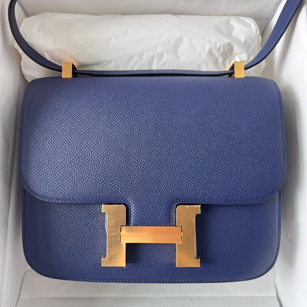 新加坡愛馬仕空姐包真假辨別 Hermès Constance 24 Epsom Blue Sapphire