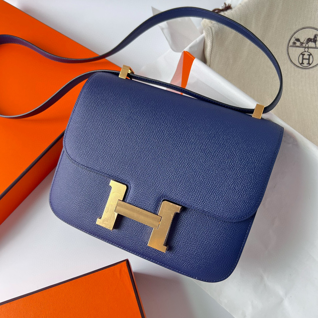 新加坡愛馬仕空姐包真假辨別 Hermès Constance 24 Epsom Blue Sapphire