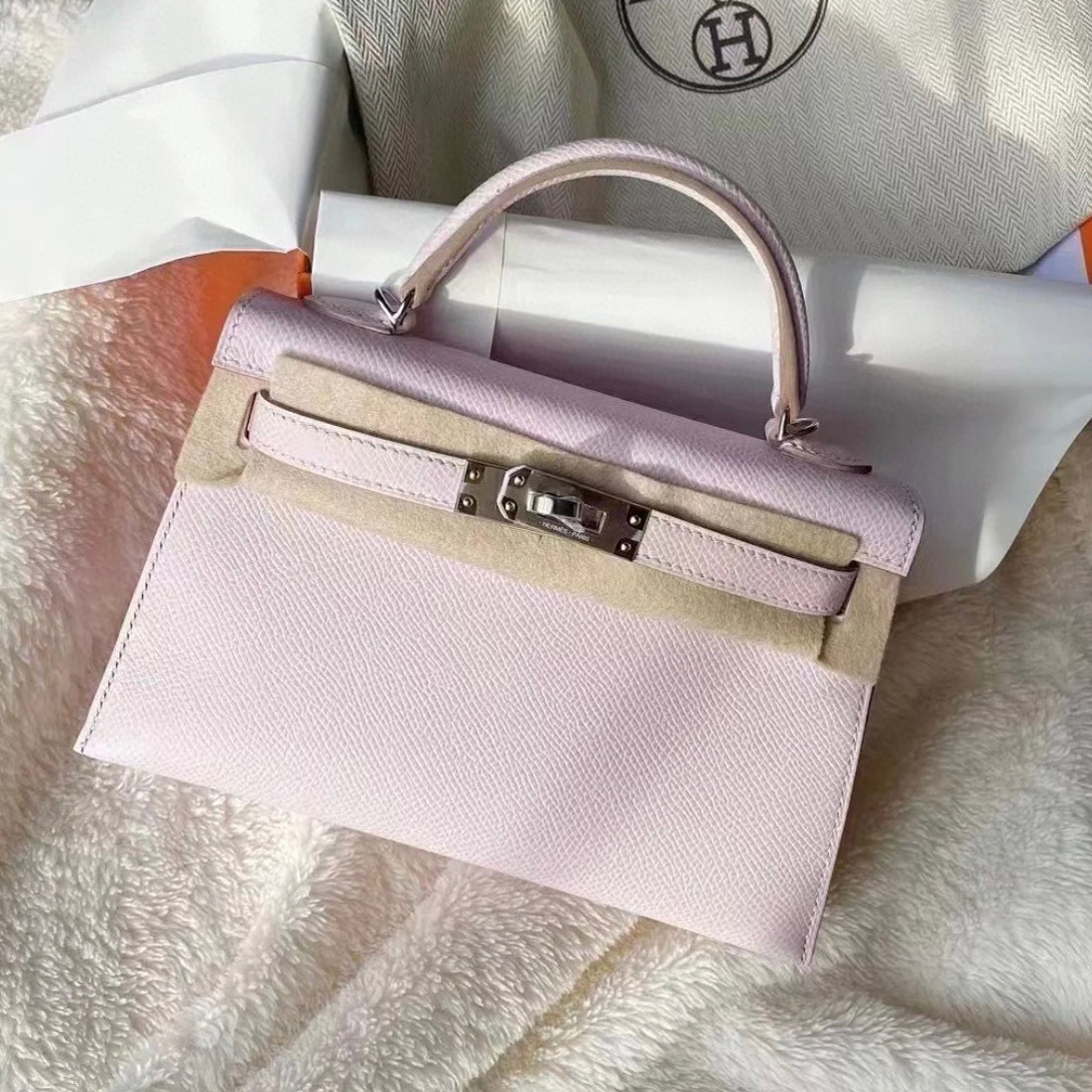 愛馬仕凱莉迷妳 價格 Hermès Kelly Sellier 20 Epsom Mauve Pale 夢幻粉紫