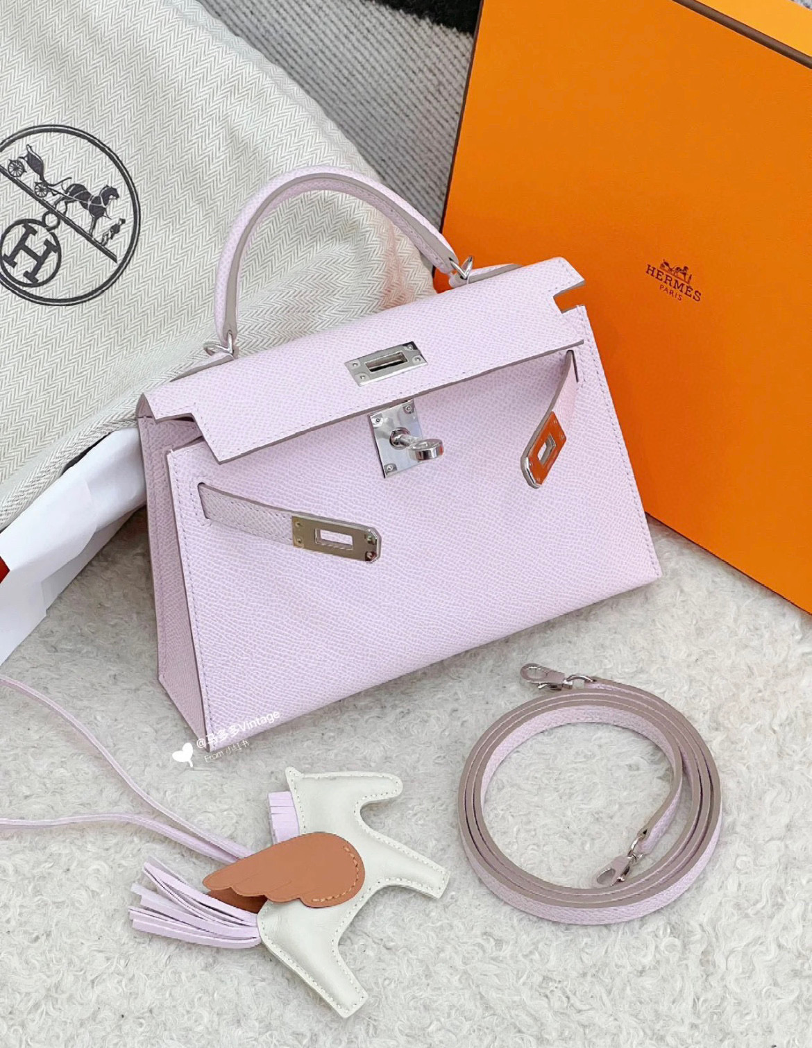 愛馬仕凱莉迷妳 價格 Hermès Kelly Sellier 20 Epsom Mauve Pale 夢幻粉紫