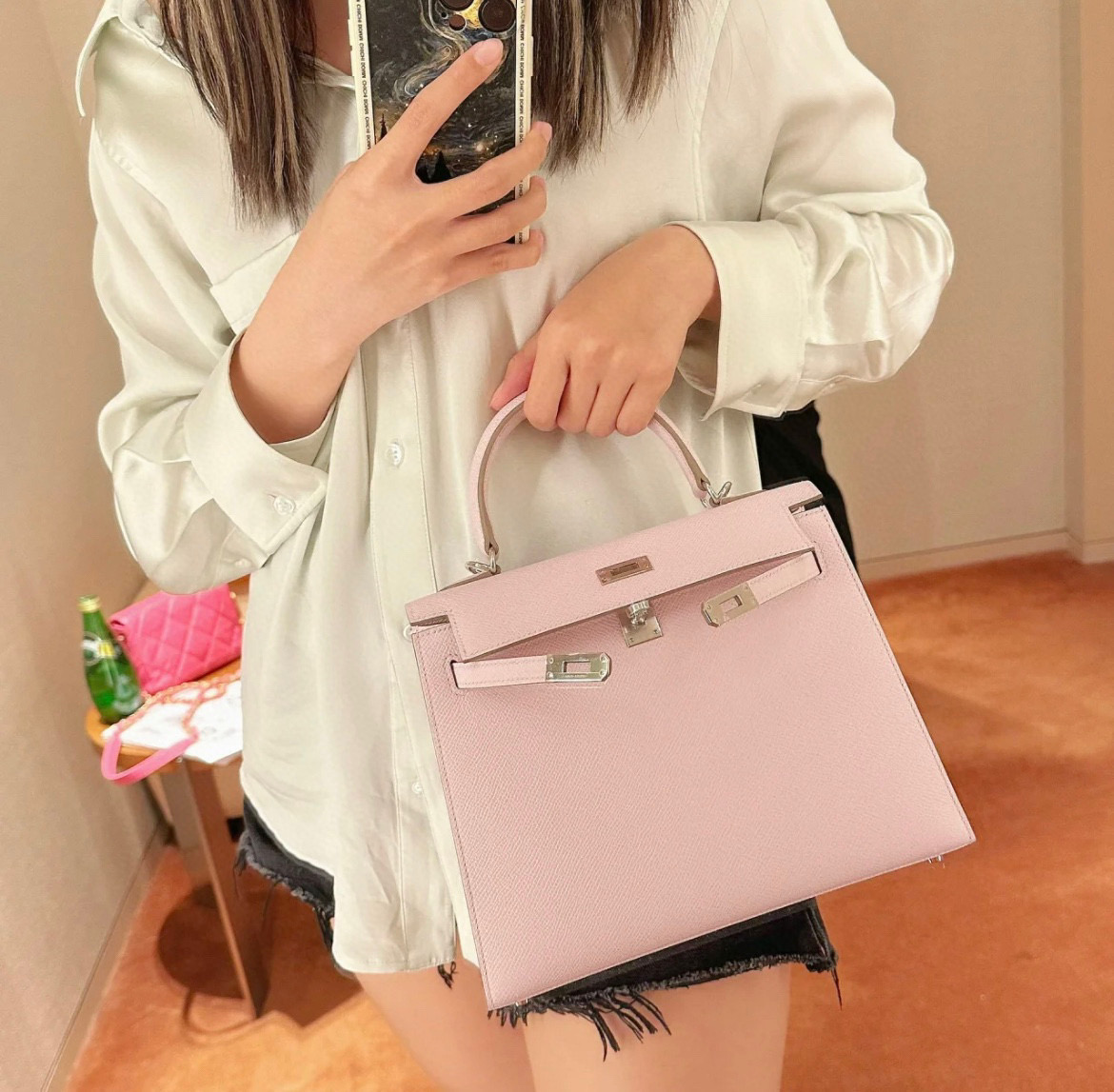 愛馬仕台灣官網 Hermès Kelly Sellier 25 Epsom Mauve Pale 梦幻粉紫