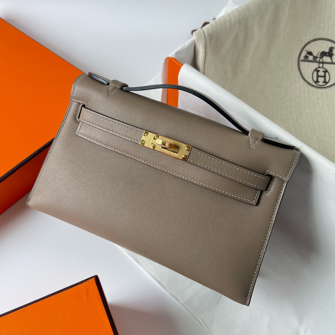 愛馬仕官網美國 Hermès Kelly Pochette Swift M8 Gris Asphalte 沥青灰