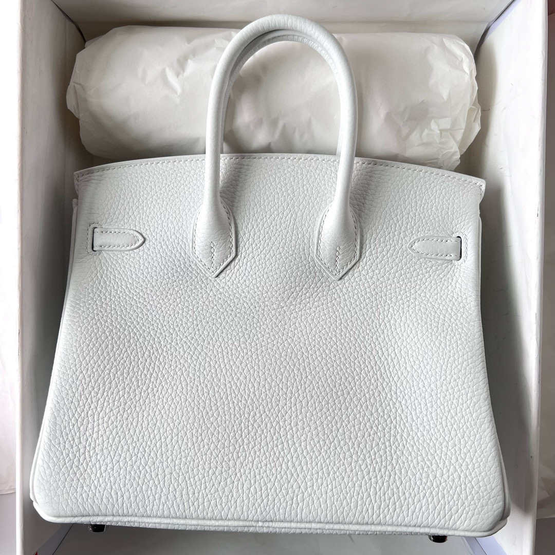 台灣愛馬仕專櫃 Hermès Birkin 25 Clemence Pure white内拼Gris Perle