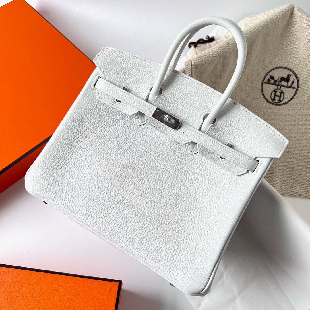 台灣愛馬仕專櫃 Hermès Birkin 25 Clemence Pure white内拼Gris Perle