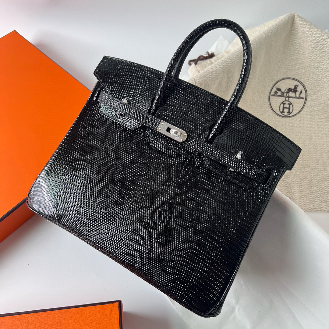 台灣愛馬仕BELLAVITA旗艦店 Hermès Birkin 25 Lizard Noir Silver Hardware