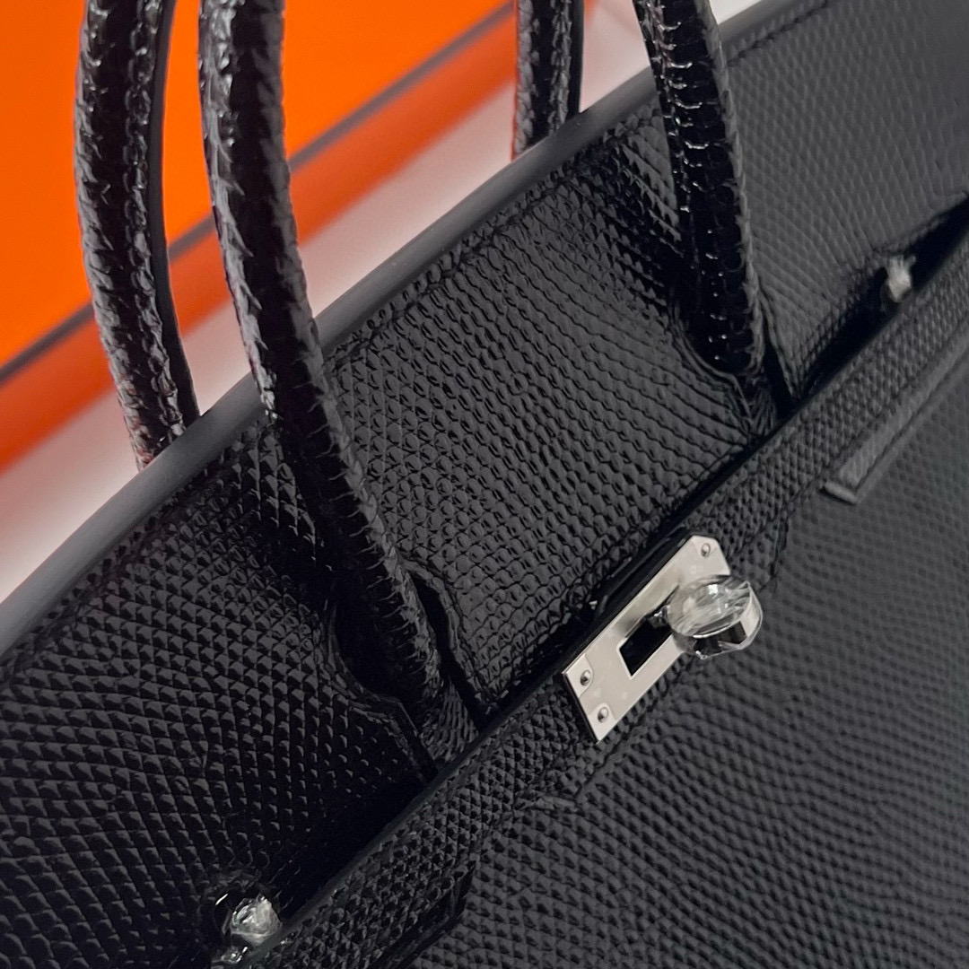 台灣愛馬仕BELLAVITA旗艦店 Hermès Birkin 25 Lizard Noir Silver Hardware