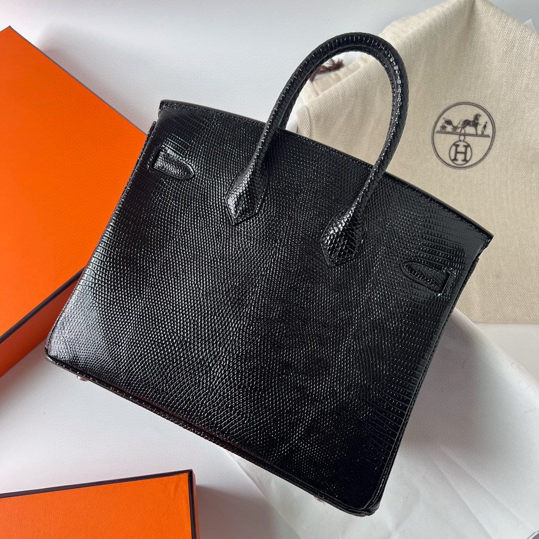 台灣愛馬仕BELLAVITA旗艦店 Hermès Birkin 25 Lizard Noir Silver Hardware