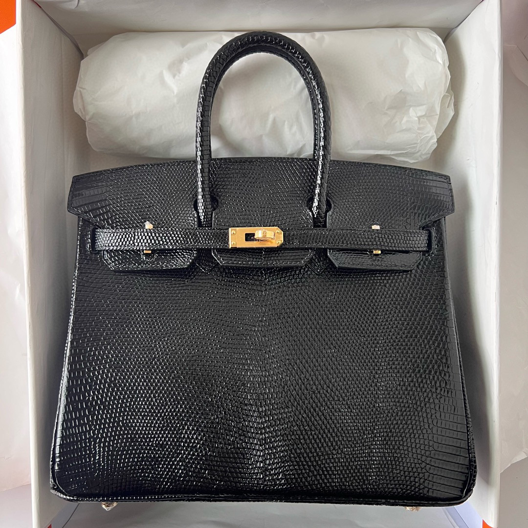 台灣愛馬仕台中大遠百專門店 Hermès Birkin 25 Lizard Noir Golden Hardware