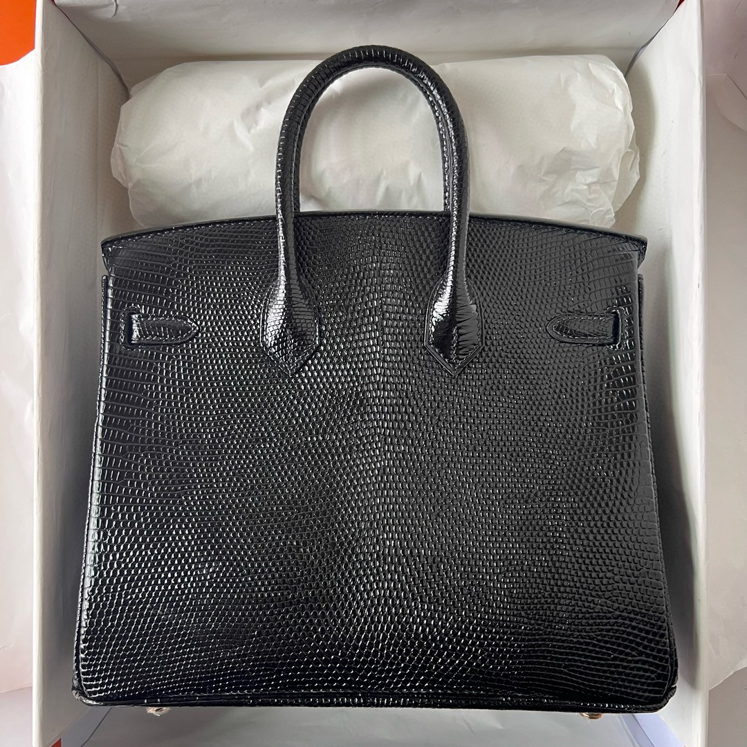 台灣愛馬仕BELLAVITA旗艦店 Hermès Birkin 25 Lizard Noir Silver Hardware