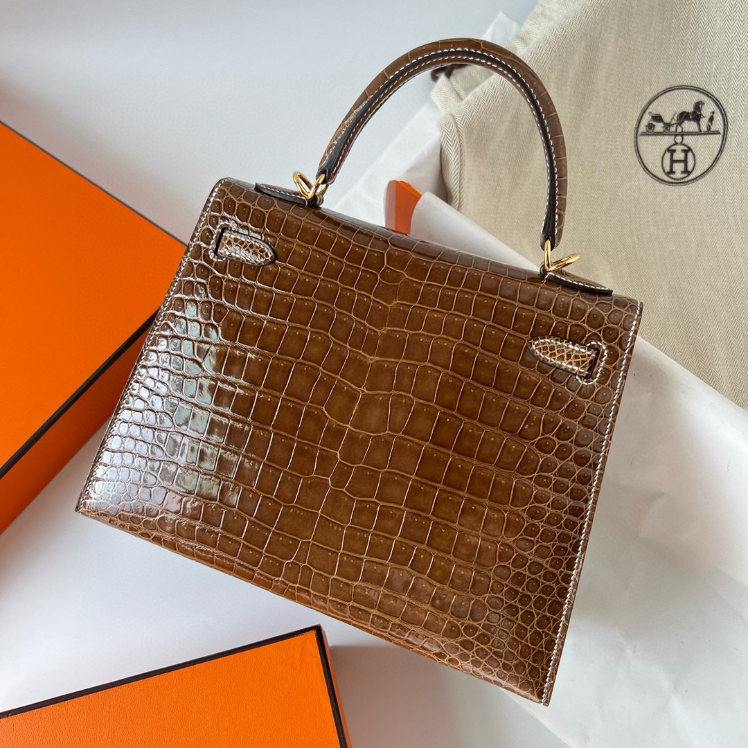 United Arab Emirates Dubai Hermes Kelly 25 Ficelle Porosus Crocodile