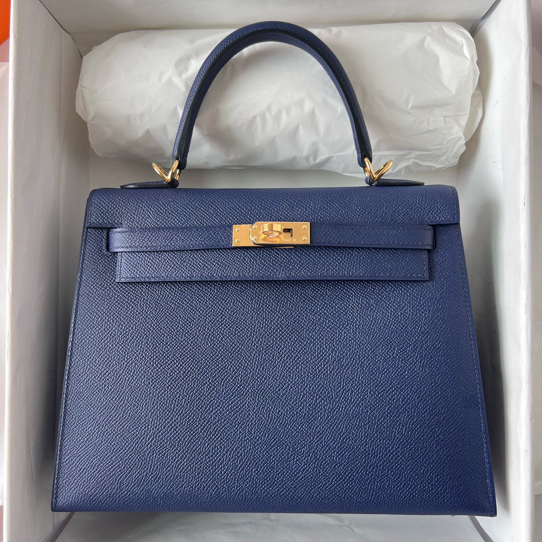 愛馬仕凱莉包25臺灣價格 Hermes Kelly 25 Sellier Epsom Bleu Saphir Golden Hardware